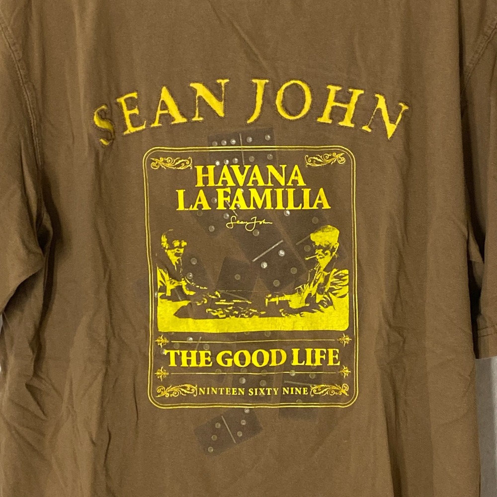 Sean John Havana La Familia The Good Life T Shirt Mens XL Brown Cotton - Picture 2 of 6